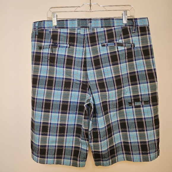 NWOT Elixir blue grey plaid cotton blend shorts men size 36W US - Picture 3 of 5